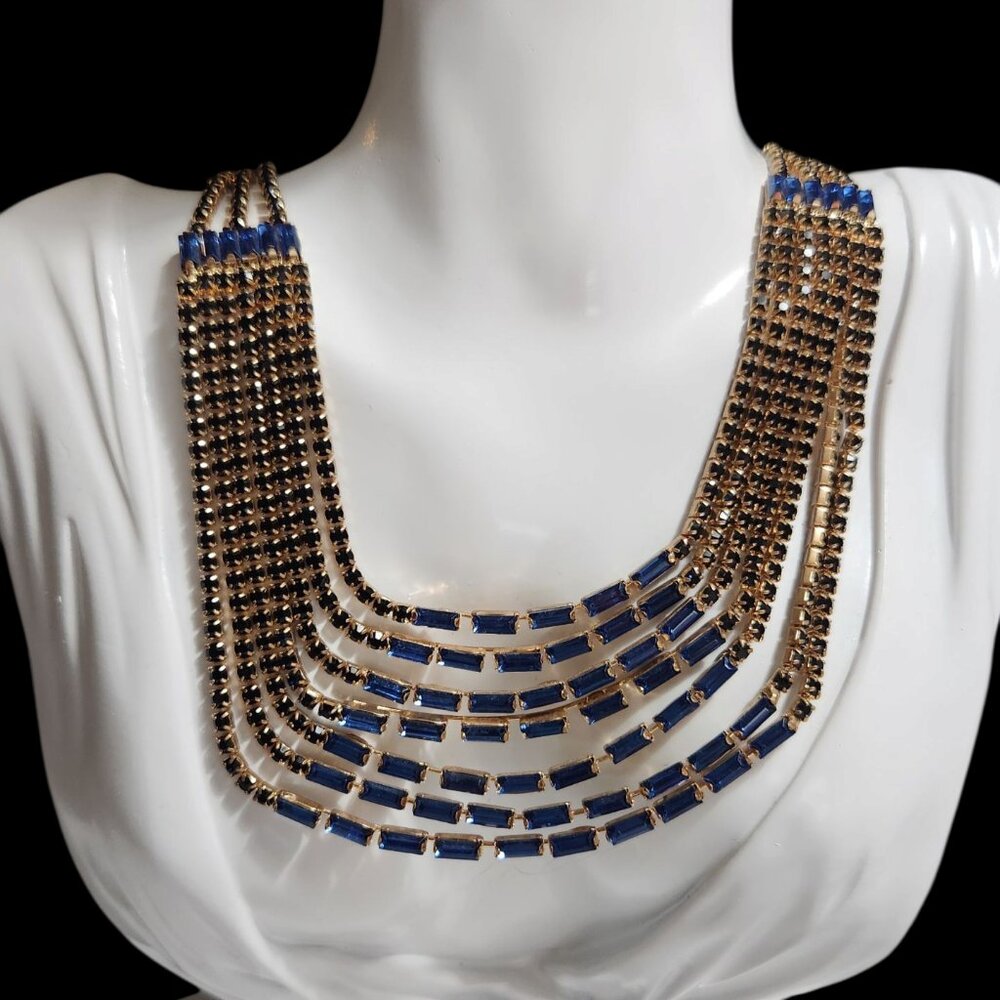 Layered Simulated blue stone necklace